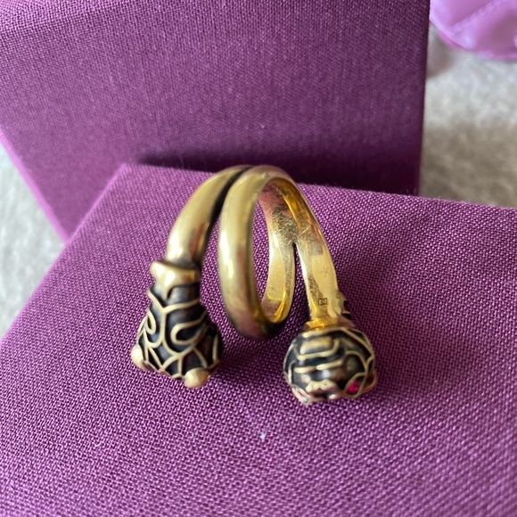 Gucci jewelry Ottone/Strass ring Tiger double wrapped brass size 13 IT/ 7 US - Picture 1 of 4